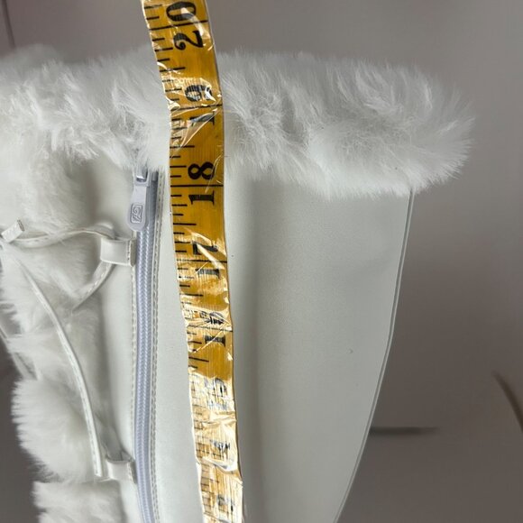 White Faux Fur Goth Platform Knee High Boots With Zippers Size 41 - Picture 6 of 16
